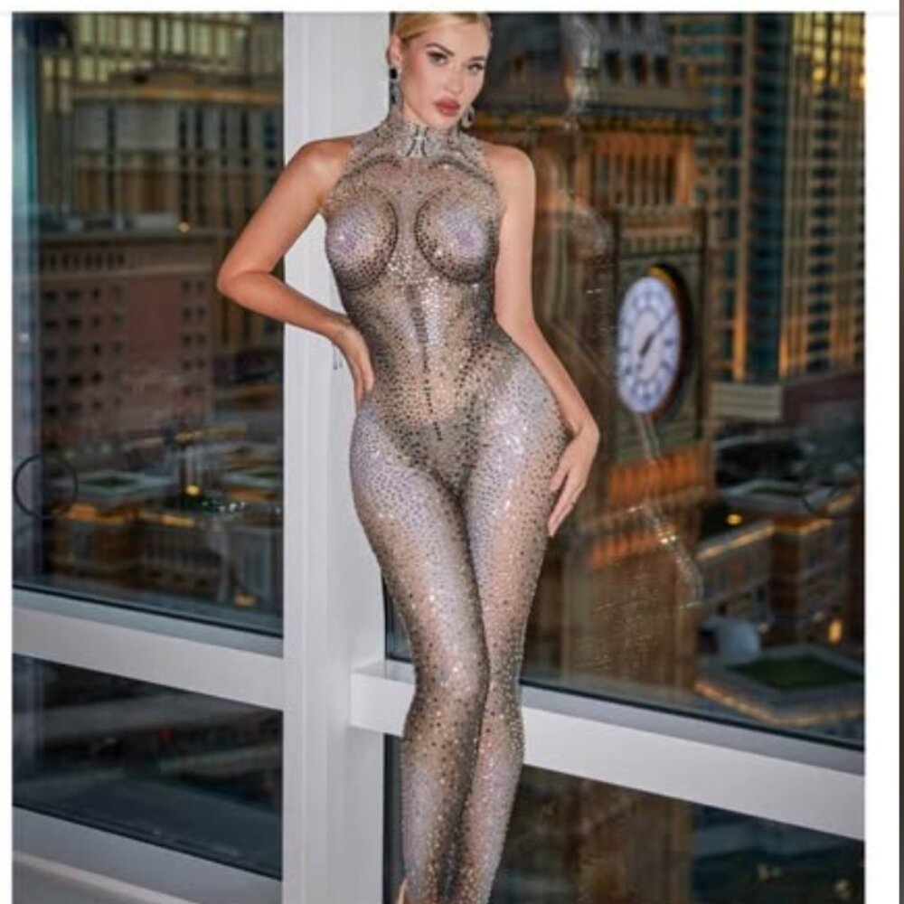 RHINESTONE JUMPSUIT - SUPER HIGH QUALITY